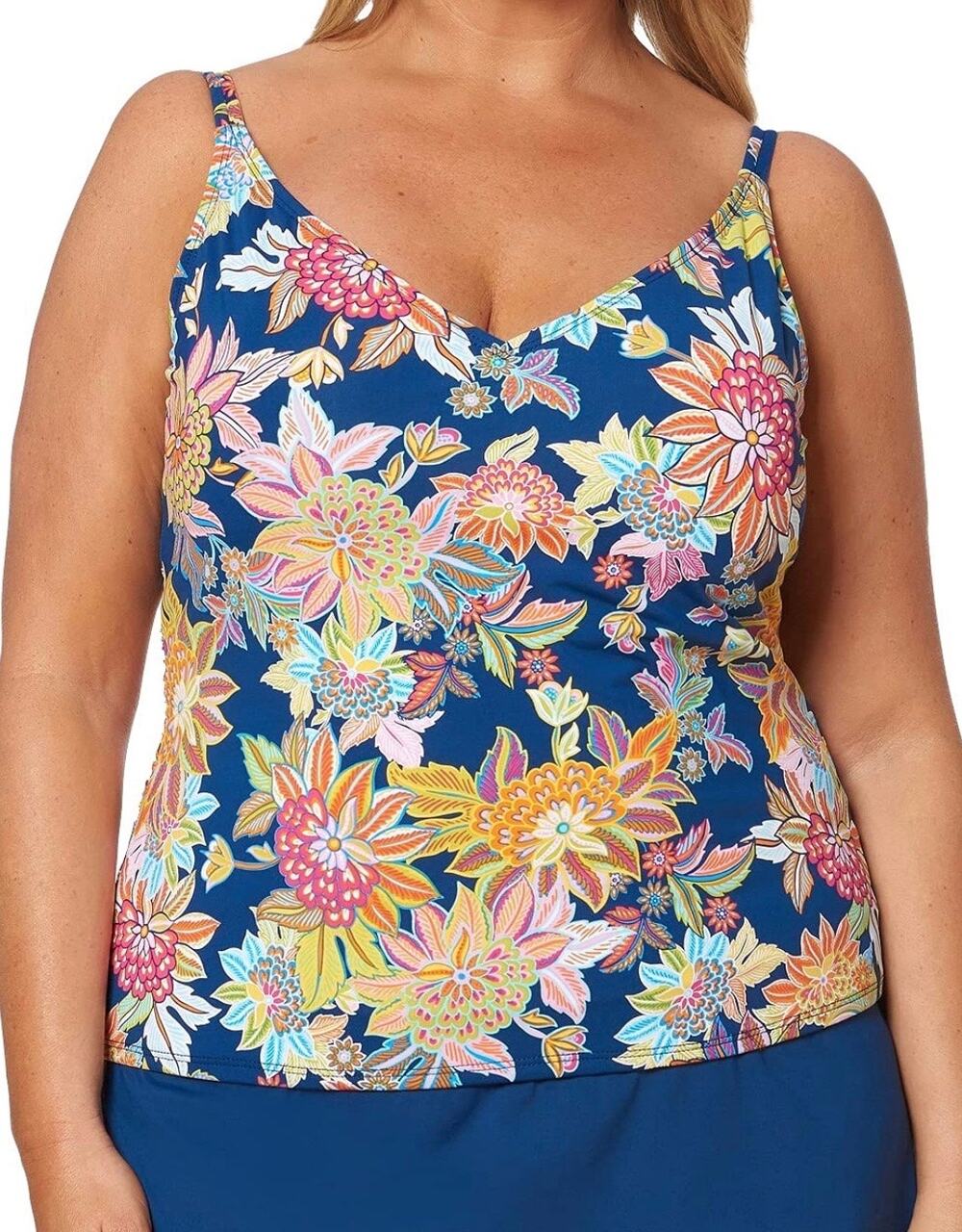Bleu Rod Beattie Navy Floral Tankini Top 22W NWT
